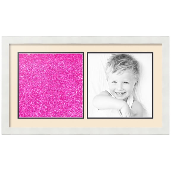 ArtToFrames Collage Photo Picture Frame with 2 - 11x11 Openings, Framed in White with Alabaster and Black Mats (CDM-3966-40)