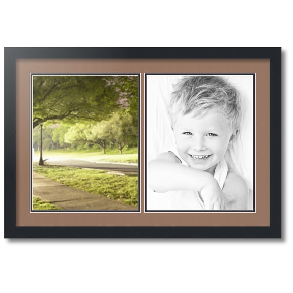 ArtToFrames Collage Photo Picture Frame with 2 - 11x14 Openings, Framed in Black with Sandpiper and Black Mats (CDM-3926-37)