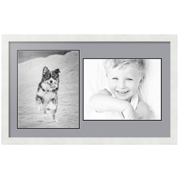 ArtToFrames Collage Photo Picture Frame with 2 - 11x14" Openings, Framed in White with Silver and Black Mats (CDM-3966-778)