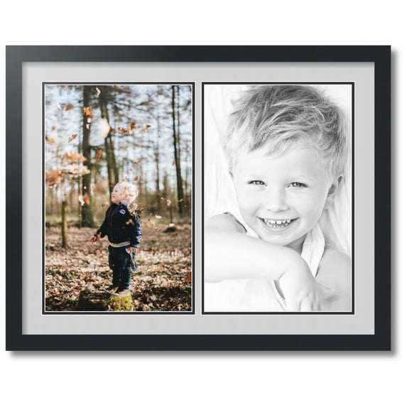 ArtToFrames Collage Photo Picture Frame with 2 - 11x17 Openings, Framed in Black with Candlewick and Black Mats (CDM-3926-37)
