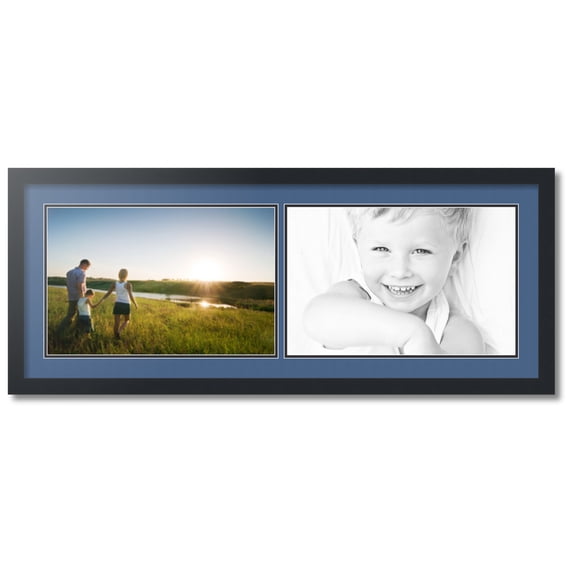 ArtToFrames Collage Photo Picture Frame with 2 - 11x17 Openings, Framed in Black with Royal and Black Mats (CDM-3926-53)