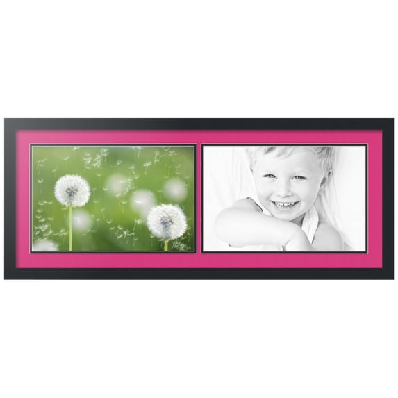 ArtToFrames Collage Photo Picture Frame with 2 - 11x17" Openings, Framed in Black with Tulip and Black Mats (CDM-3926-1610)