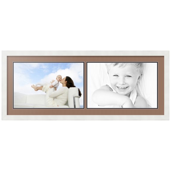 ArtToFrames Collage Photo Picture Frame with 2 - 11x17 Openings, Framed in White with Sandpiper and Black Mats (CDM-3966-53)