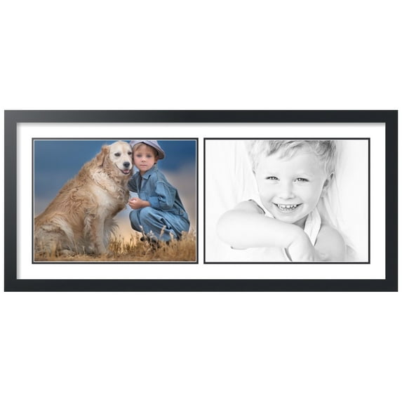 ArtToFrames Collage Photo Picture Frame with 2 - 12x16" Openings, Framed in Black with Crisp and Black Mats (CDM-3926-1611)