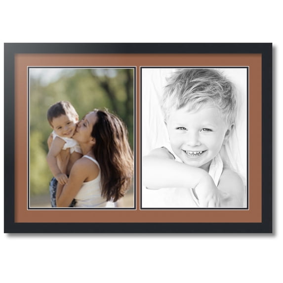 ArtToFrames Collage Photo Picture Frame with 2 - 12x16 Openings, Framed in Black with Paloma and Black Mats (CDM-3926-37)