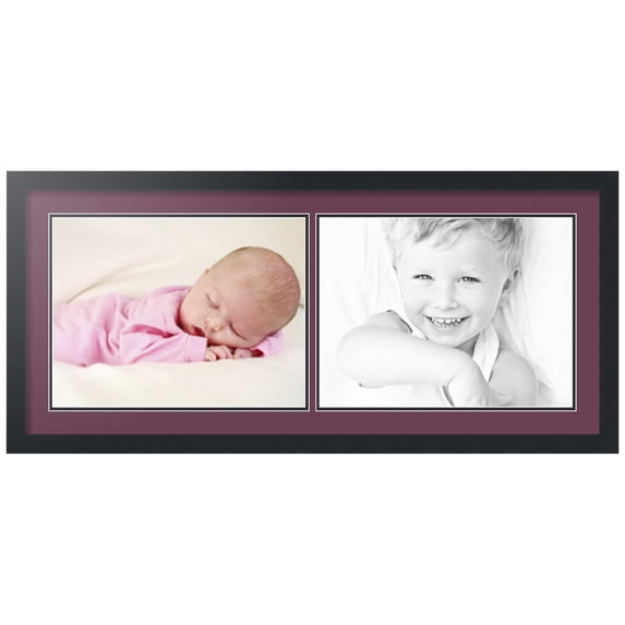 ArtToFrames Collage Photo Picture Frame with 2 - 12x16 Openings, Framed in Black with Ruby and Black Mats (CDM-3926-53)