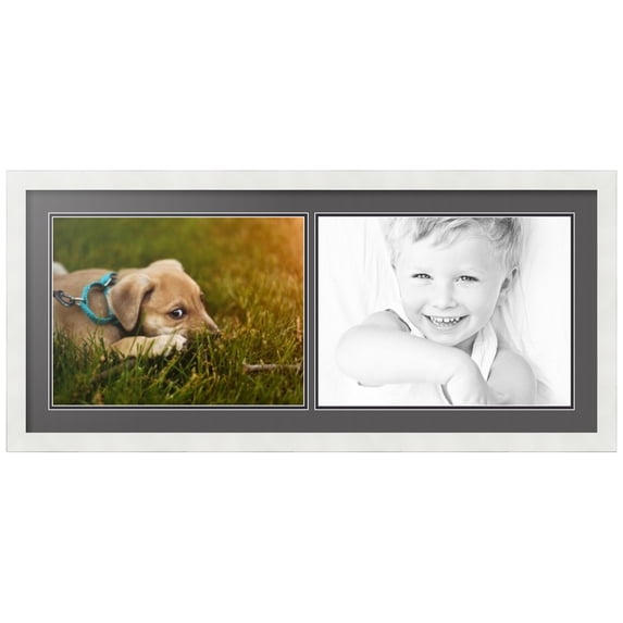 ArtToFrames Collage Photo Picture Frame with 2 - 12x16 Openings, Framed in White with Charcoal and Black Mats (CDM-3966-53)