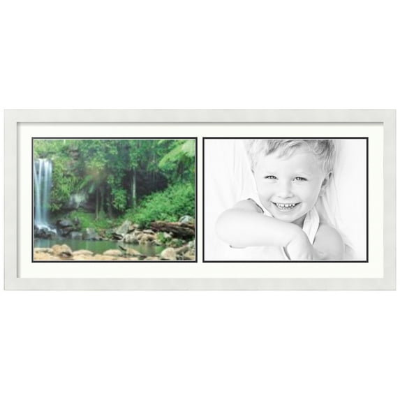 ArtToFrames Collage Photo Picture Frame with 2 - 12x16 Openings, Framed in White with Porcelain and Black Mats (CDM-3966-53)