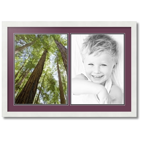 ArtToFrames Collage Photo Picture Frame with 2 - 12x16 Openings, Framed in White with Ruby and Black Mats (CDM-3966-37)