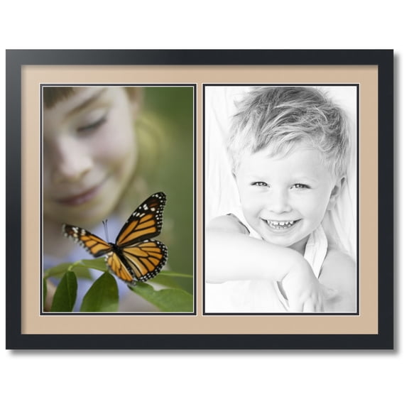 ArtToFrames Collage Photo Picture Frame with 2 - 12x18 Openings, Framed in Black with Scotch Mist and Black Mats (CDM-3926-37)