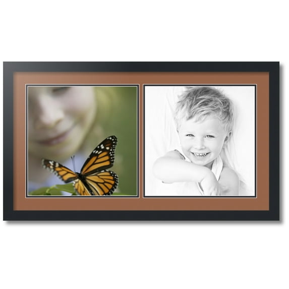 ArtToFrames Collage Photo Picture Frame with 2 - 13x13 Openings, Framed in Black with Paloma and Black Mats (CDM-3926-40)