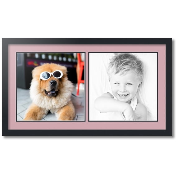 ArtToFrames Collage Photo Picture Frame with 2 - 13x13 Openings, Framed in Black with Seashell and Black Mats (CDM-3926-40)