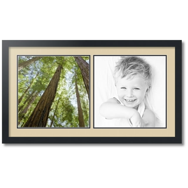 ArtToFrames Collage Photo Picture Frame with 2 - 13x13 Openings, Framed in Black with Seaside and Black Mats (CDM-3926-40)