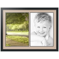 ArtToFrames Collage Photo Picture Frame with 2 - 13x19" Openings, Framed in Black with Grey Beige and Black Mats (CDM-3926-1420)