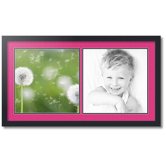 ArtToFrames Collage Photo Picture Frame with 2 - 14x14" Openings, Framed in Black with Tulip and Black Mats (CDM-3926-1530)