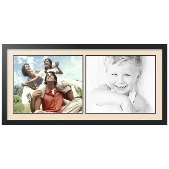 ArtToFrames Collage Photo Picture Frame with 2 - 14x17 Openings, Framed in Black with French Creme and Black Mats (CDM-3926-53)