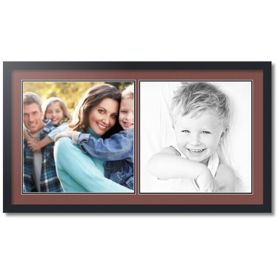 ArtToFrames Collage Photo Picture Frame with 2 - 16x16" Openings, Framed in Black with Brique and Black Mats (CDM-3926-1414)