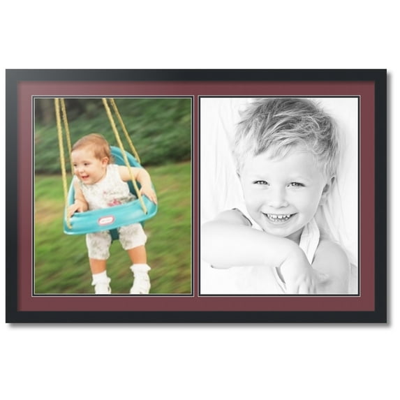 ArtToFrames Collage Photo Picture Frame with 2 - 16x20 Openings, Framed in Black with Maple Leaf and Black Mats (CDM-3926-37)