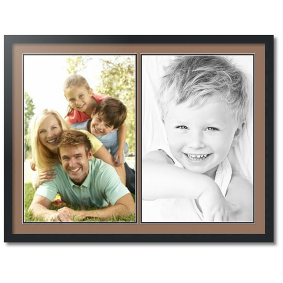 ArtToFrames Collage Photo Picture Frame with 2 - 16x24 Openings, Framed in Black with Sandpiper and Black Mats (CDM-3926-37)