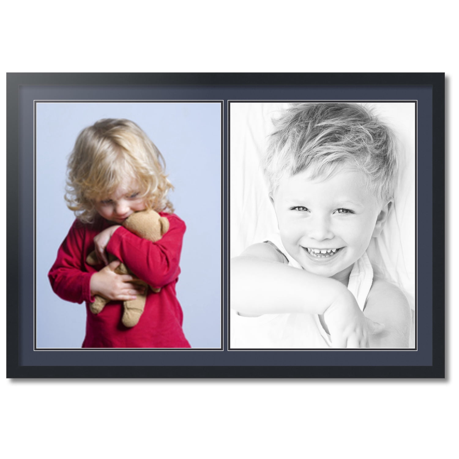ArtToFrames Collage Photo Picture Frame with 2 - 18x24 Openings, Framed in Black with Blue Jay and Black Mats (CDM-3926-37)