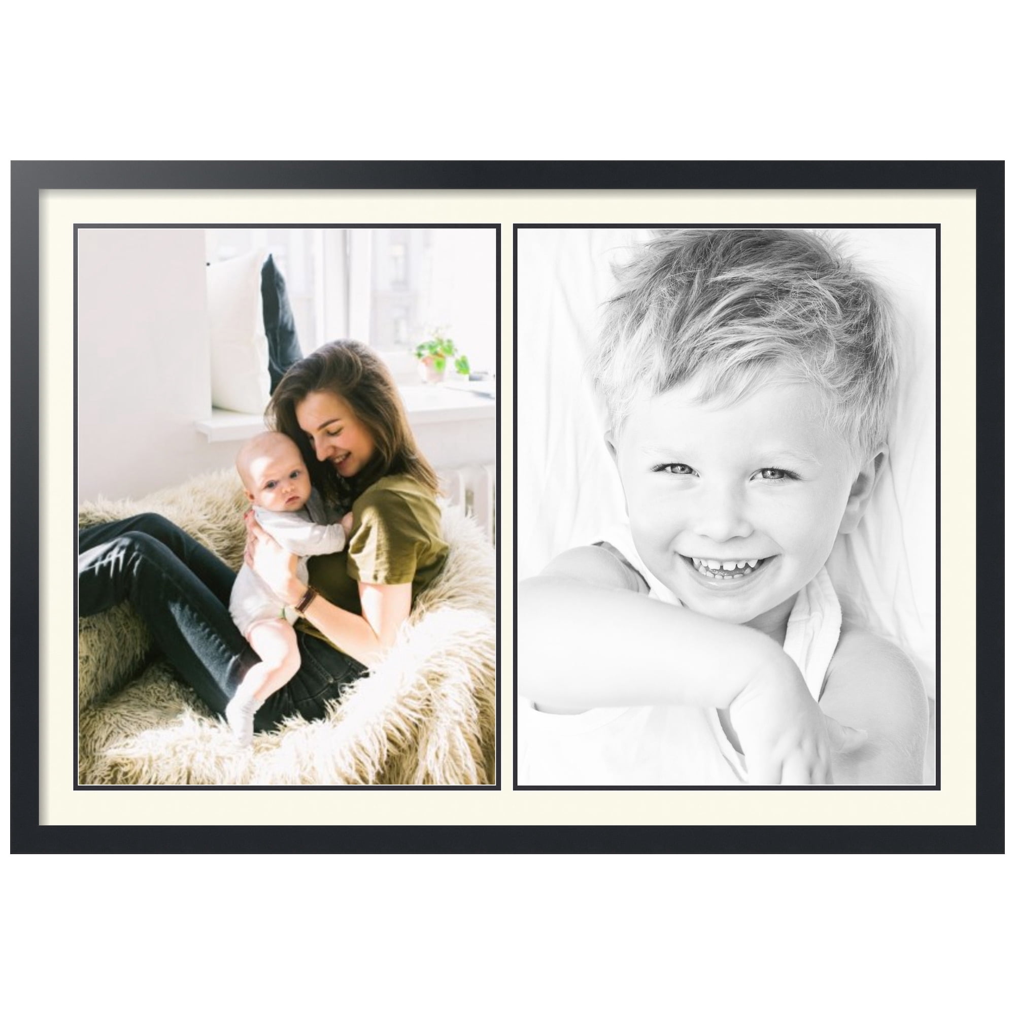 ArtToFrames Collage Photo Picture Frame with 2 - 18x24" Openings, Framed in Black with Brilliant White and Black Mats (CDM-3926-1423)