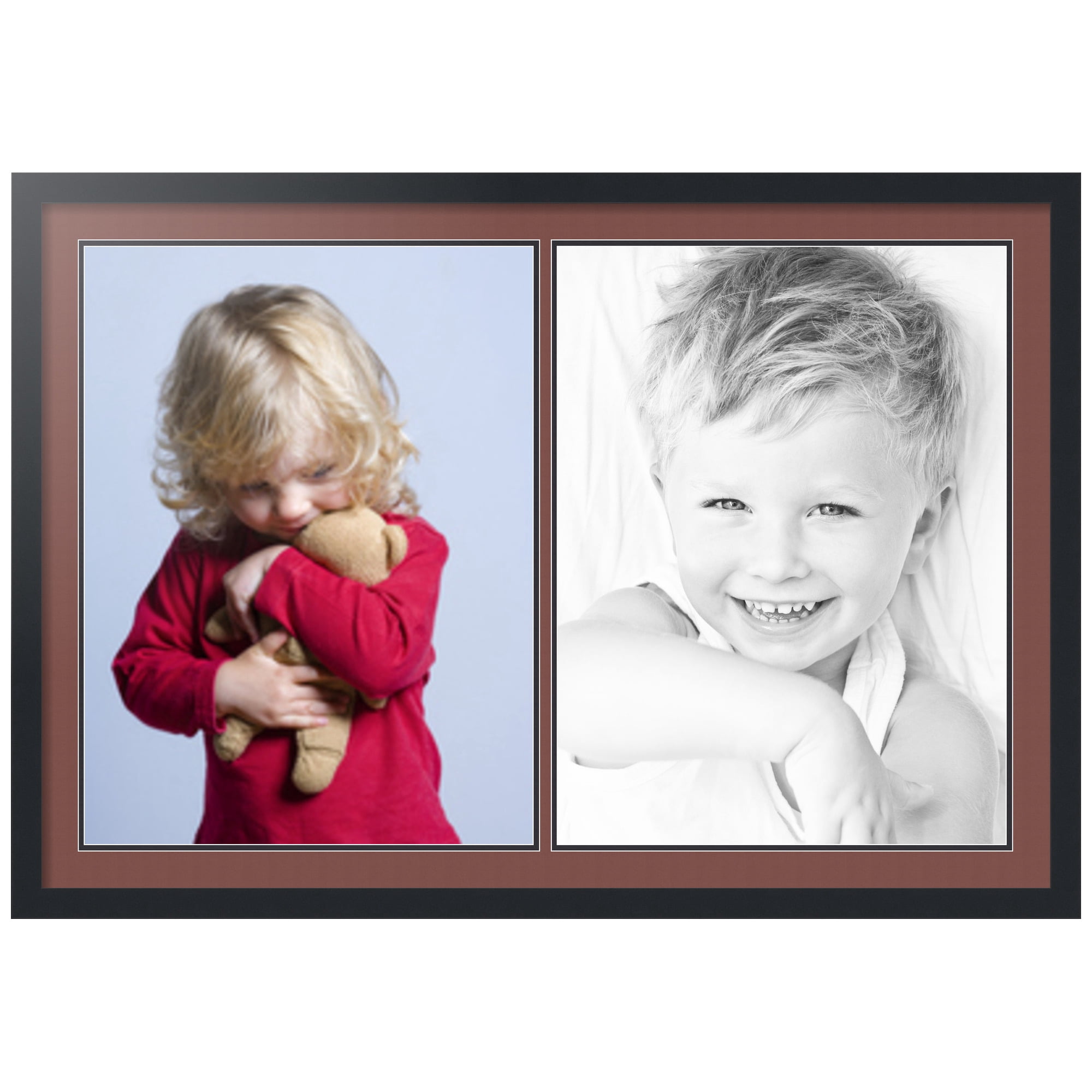 ArtToFrames Collage Photo Picture Frame with 2 - 18x24" Openings, Framed in Black with Brique and Black Mats (CDM-3926-1423)