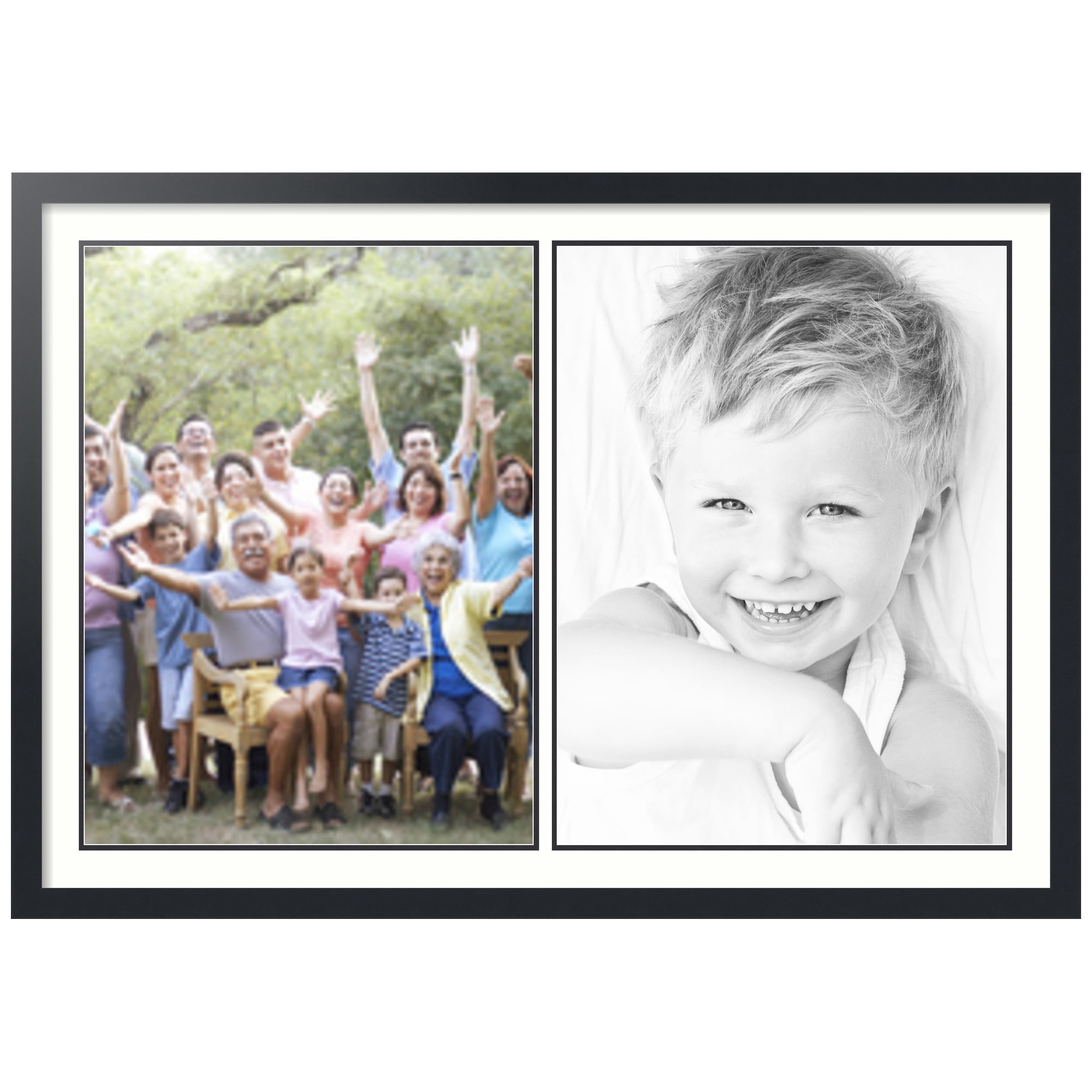 ArtToFrames Collage Photo Picture Frame with 2 - 18x24" Openings, Framed in Black with Light Cream and Black Mats (CDM-3926-1423)