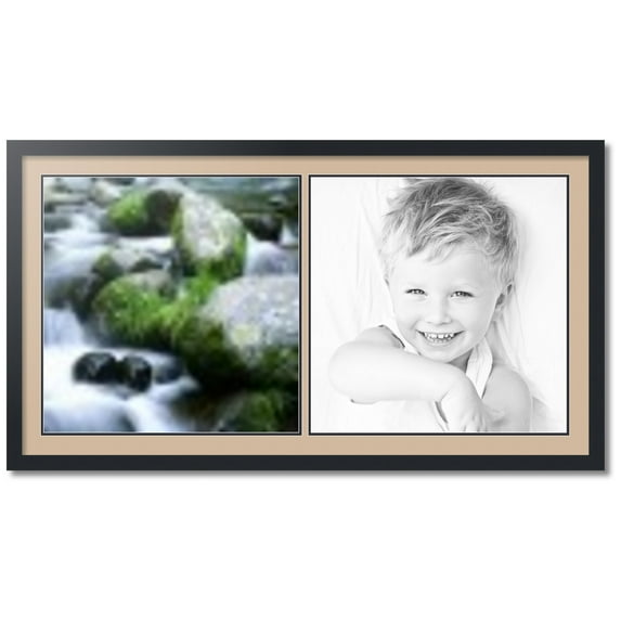 ArtToFrames Collage Photo Picture Frame with 2 - 20x20 Openings, Framed in Black with Scotch Mist and Black Mats (CDM-3926-40)