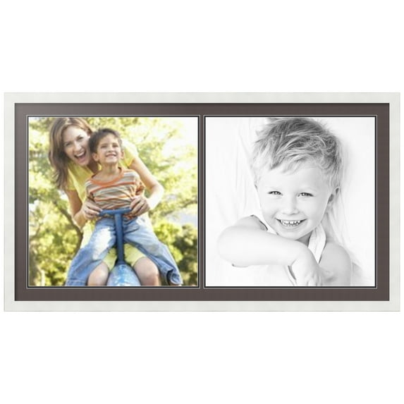ArtToFrames Collage Photo Picture Frame with 2 - 20x20 Openings, Framed in White with Chestnut and Black Mats (CDM-3966-40)