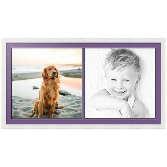 ArtToFrames Collage Photo Picture Frame with 2 - 20x20 Openings, Framed in White with Grape and Black Mats (CDM-3966-40)