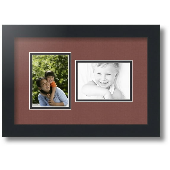 ArtToFrames Collage Photo Picture Frame with 2 - 3.5x5" Openings, Framed in Black with Brique and Black Mats (CDM-3926-751)