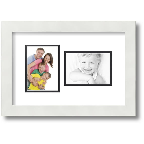ArtToFrames Collage Photo Picture Frame with 2 - 3.5x5" Openings, Framed in White with Crisp and Black Mats (CDM-3966-751)