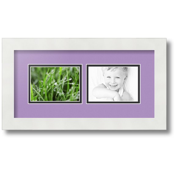 ArtToFrames Collage Photo Picture Frame with 2 - 3.5x5 Openings, Framed in White with Lavender Mist and Black Mats (CDM-3966-53)