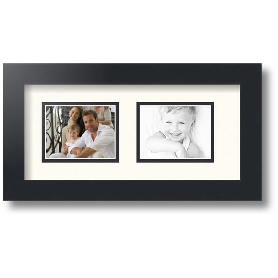 ArtToFrames Collage Photo Picture Frame with 2 - 3x4 Openings, Framed in Black with Chantilly and Black Mats (CDM-3926-53)
