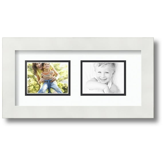 ArtToFrames Collage Photo Picture Frame with 2 - 3x4 Openings, Framed in White with Super White and Black Mats (CDM-3966-53)