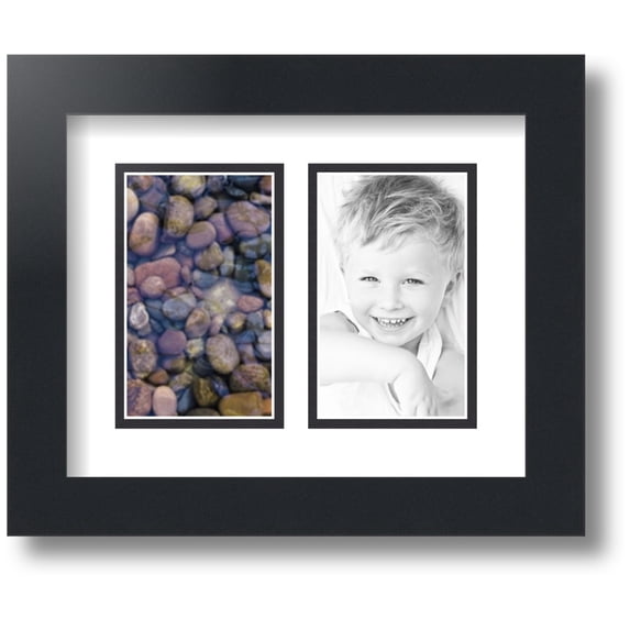 ArtToFrames Collage Photo Picture Frame with 2 - 3x5" Openings, Framed in Black with Crisp and Black Mats (CDM-3926-33)