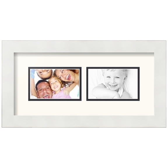 ArtToFrames Collage Photo Picture Frame with 2 - 3x5" Openings, Framed in White with White and Black Mats (CDM-3966-1603)