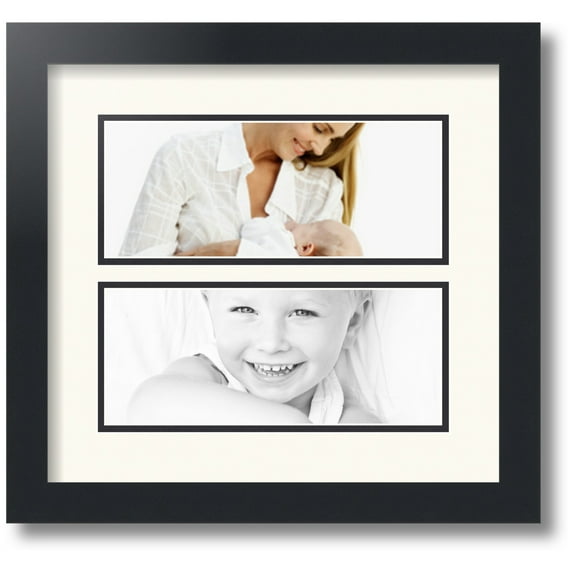 ArtToFrames Collage Photo Picture Frame with 2 - 4x10" Openings, Framed in Black with Chantilly and Black Mats (CDM-3926-1576)
