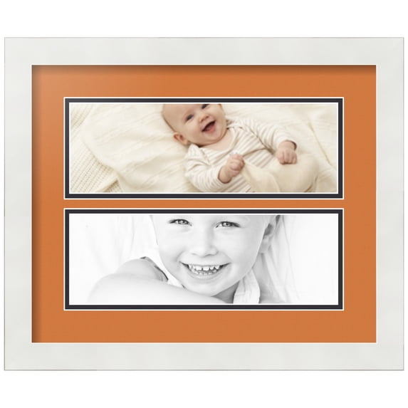 ArtToFrames Collage Photo Picture Frame with 2 - 4x12" Openings, Framed in White with Octoberfest and Black Mats (CDM-3966-50)
