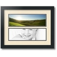 thumbnail image 1 of ArtToFrames Collage Photo Picture Frame with 2 - 4x13" Openings, Framed in Black with Alabaster and Black Mats (CDM-3926-2162), 1 of 8