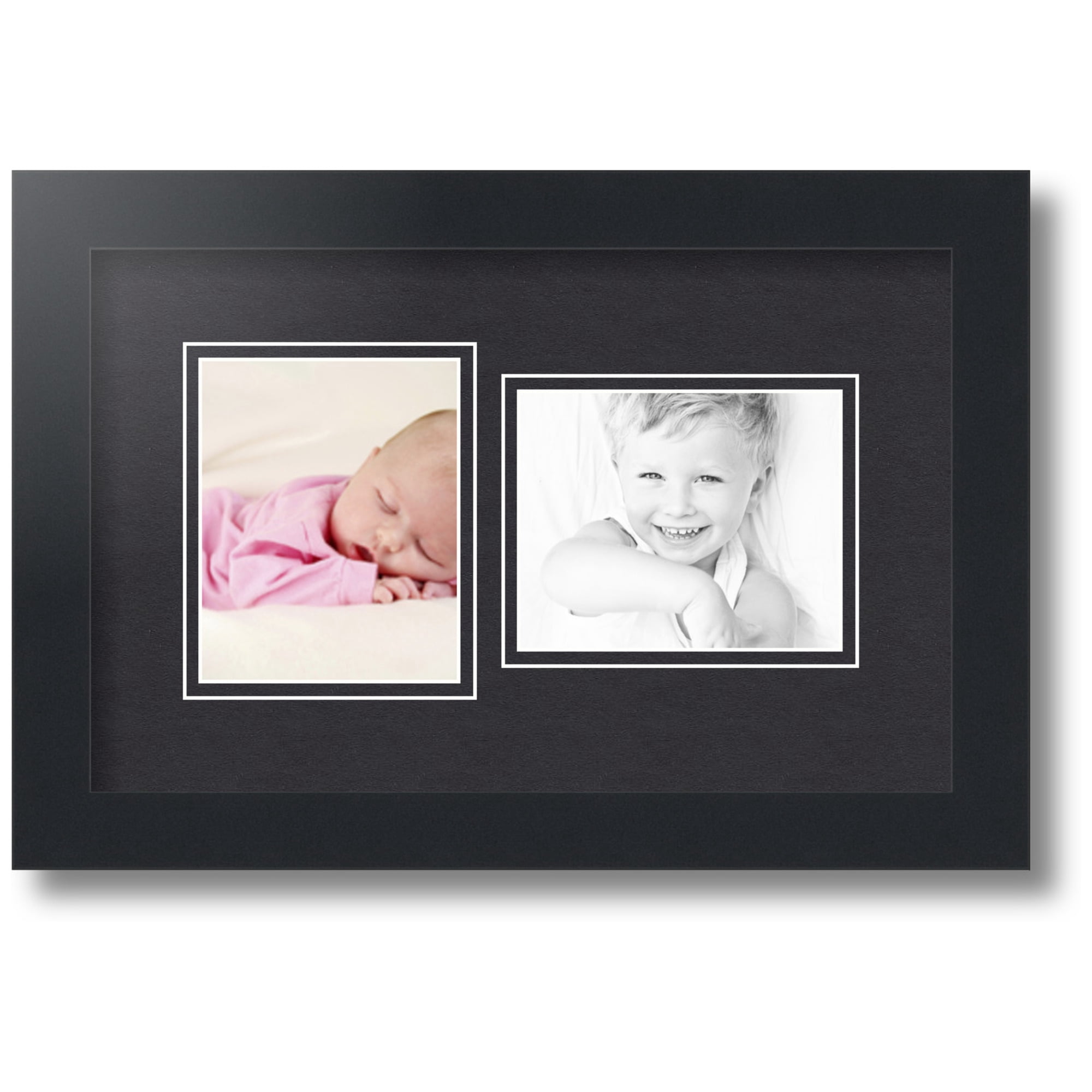 ArtToFrames Collage Photo Picture Frame with 2 - 4x5 Openings, Framed in Black with Black and Black Mats (CDM-3926-42)