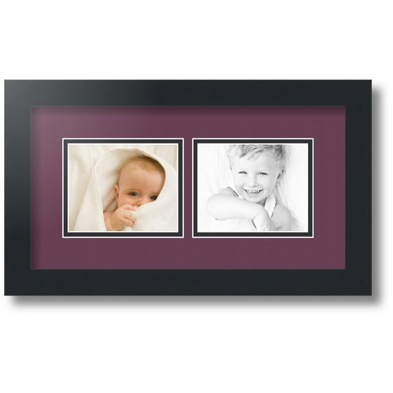 ArtToFrames Collage Photo Picture Frame with 2 - 4x5 Openings, Framed in Black with Ruby and Black Mats (CDM-3926-53)