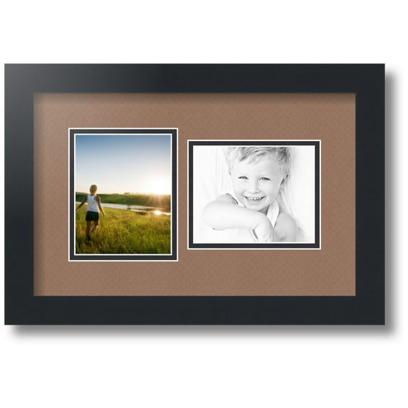 ArtToFrames Collage Photo Picture Frame with 2 - 4x5 Openings, Framed in Black with Sandpiper and Black Mats (CDM-3926-42)