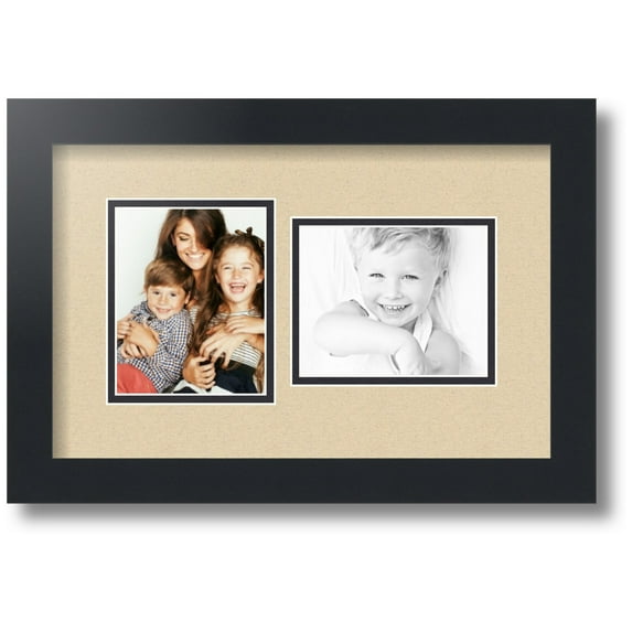 ArtToFrames Collage Photo Picture Frame with 2 - 4x5 Openings, Framed in Black with Seaside and Black Mats (CDM-3926-42)