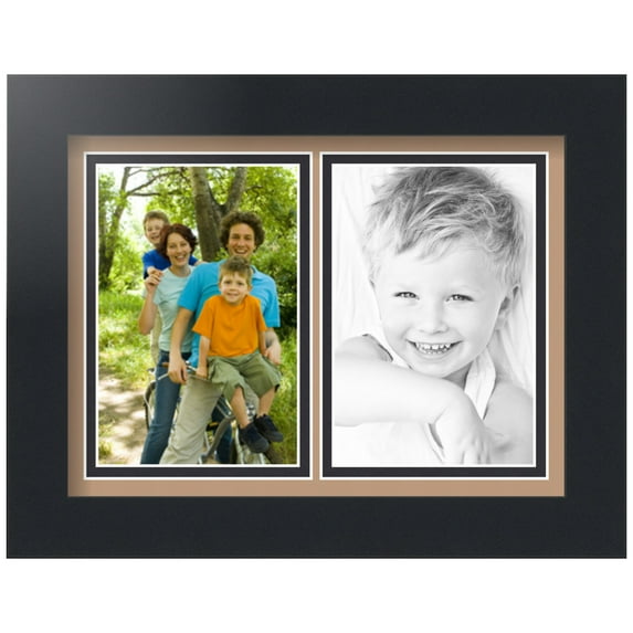 ArtToFrames Collage Photo Picture Frame with 2 - 4x6" Openings, Framed in Black with Desert Sand and Black Mats (CDM-3926-2141)