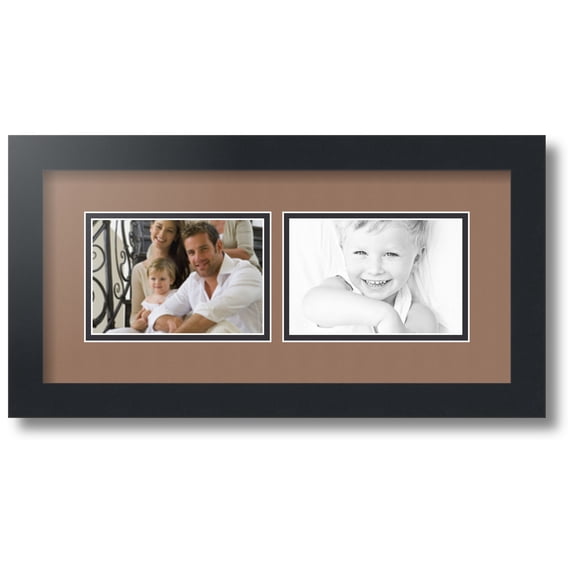 ArtToFrames Collage Photo Picture Frame with 2 - 4x6 Openings, Framed in Black with Sandpiper and Black Mats (CDM-3926-53)