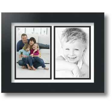ArtToFrames Collage Photo Picture Frame with 2 - 4x6 Openings, Framed in Black with Super White and Black Mats (CDM-3926-1053)
