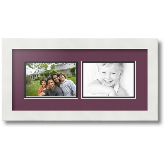 ArtToFrames Collage Photo Picture Frame with 2 - 4x6 Openings, Framed in White with Ruby and Black Mats (CDM-3966-53)
