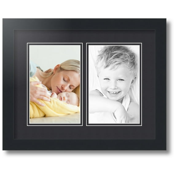 ArtToFrames Collage Photo Picture Frame with 2 - 5.5x8.5 Openings, Framed in Black with Black and Black Mats (CDM-3926-37)