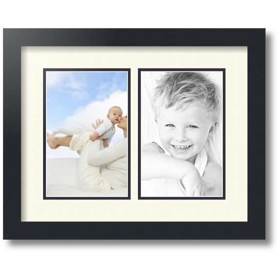 ArtToFrames Collage Photo Picture Frame with 2 - 5.5x8.5" Openings, Framed in Black with Brilliant White and Black Mats (CDM-3926-2356)
